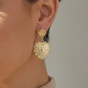metallic heart earrings